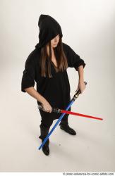 ANGELIA STANDING POSE WITH LIGHTSABERS